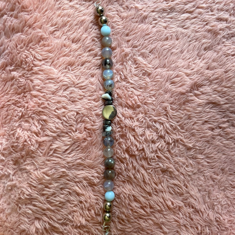 Beaded bracelet silver accents multicolored